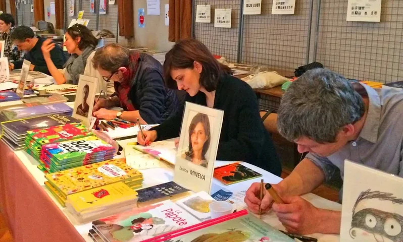 Book signing at a book fair