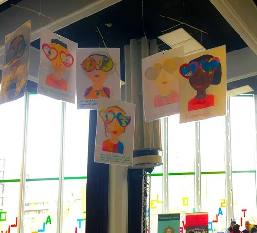 The children’s portraits on display